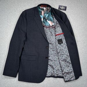 Ted Baker London Blazer Mens 6 XXL 42R Groove Micro Check Blue Sport Coat Iguana